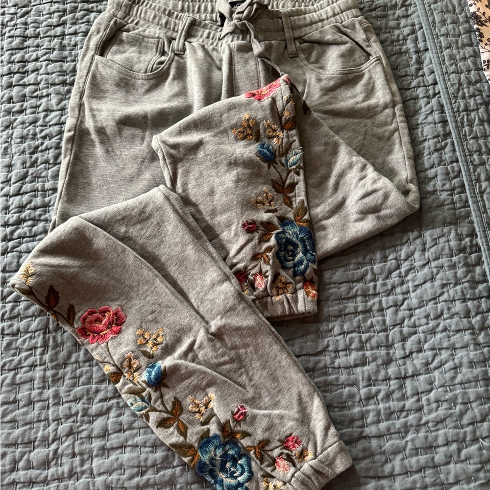DRIFTWOOD Gray and Blue Joggers with Embroidered Details